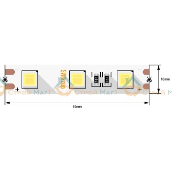 Светодиодная LED лента 12В тип свечения холодный белый SWG ( 5m )