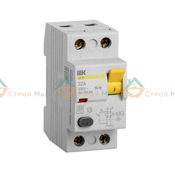 Выключатель дифференциального тока (УЗО) 2п 32А 100мА IEK 