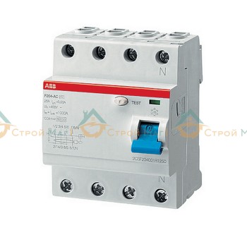 Выключатель дифференциального тока 4 модуля ABB F204 AS-63/0.3