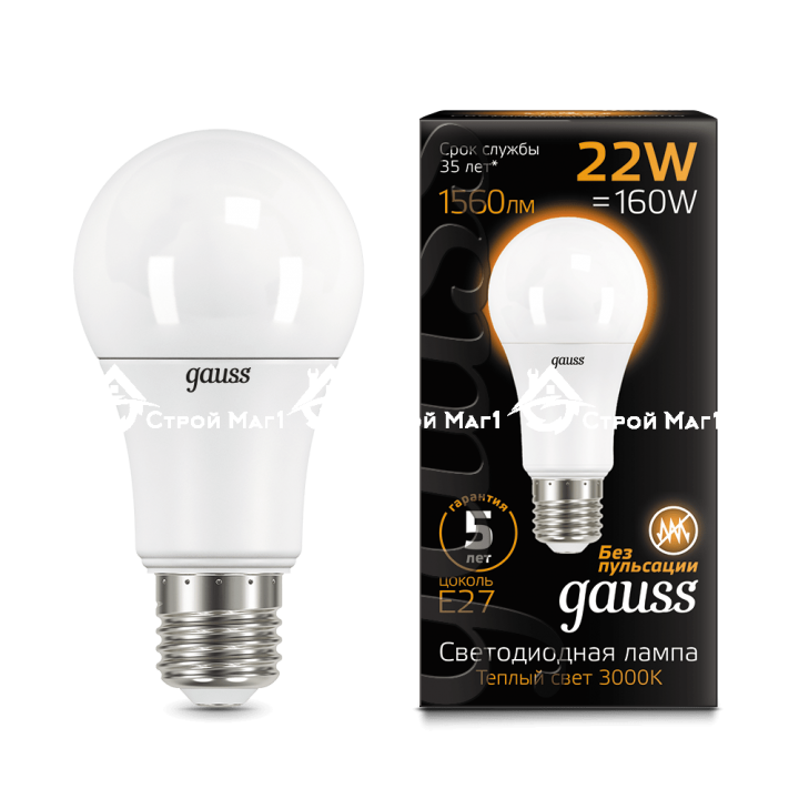 Лампа Gauss LED A70 22W E27 3000K