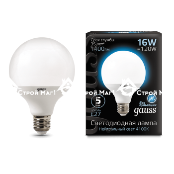 Лампа Gauss LED G95 E27 16W 4100K