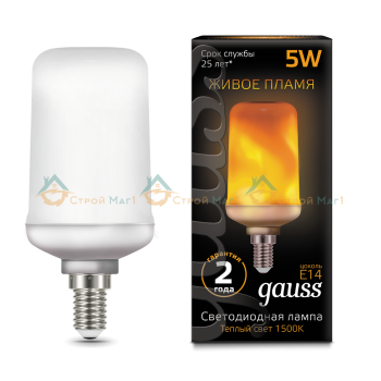 Лампа Gauss Led T65 Corn Flame 5W E14 1500K