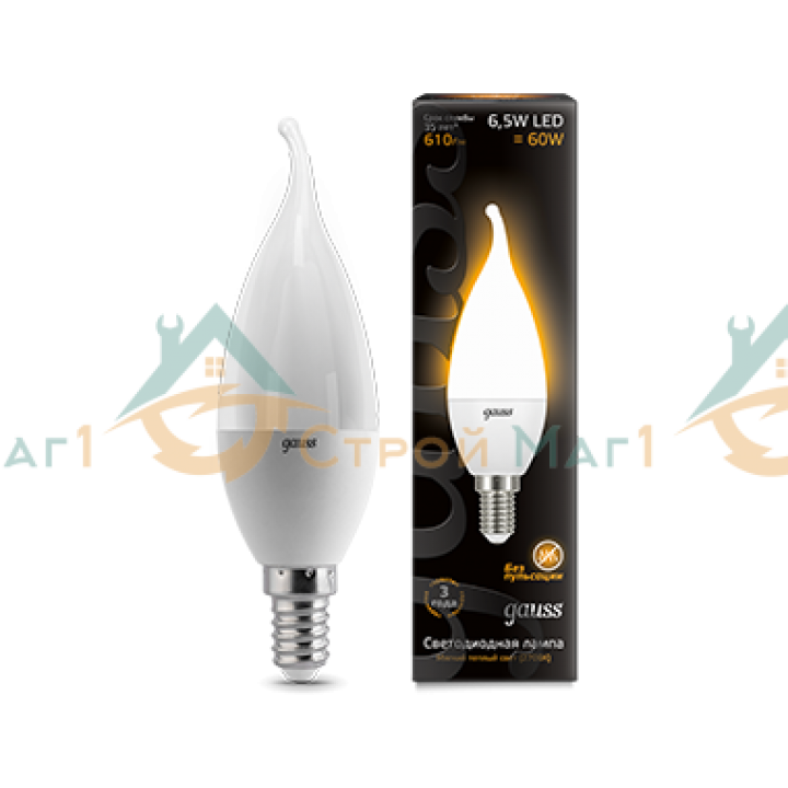 Лампа Gauss LED Candle tailed E14 6.5W 2700K