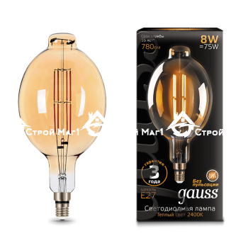 Лампа Gauss LED Vintage Filament BT180 8W E27