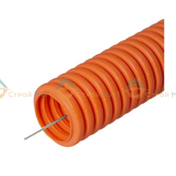 Труба гофрированная ПНД лёгкая  оранжевая с/з d20 мм