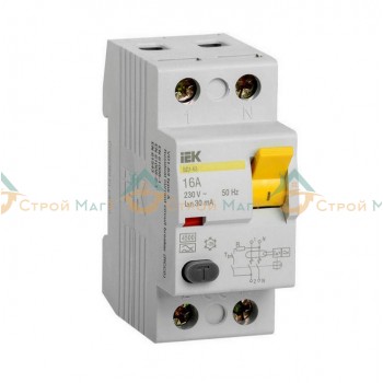 Выключатель дифференциального тока (УЗО) 2п 16А 30мА IEK 