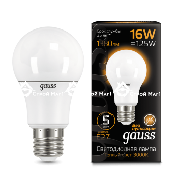 Лампа Gauss LED A60 16W E27 3000K
