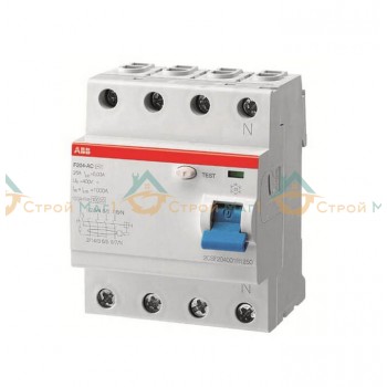 Выключатель дифференциального тока 4 модуля  ABB F204 AC-25/0,1