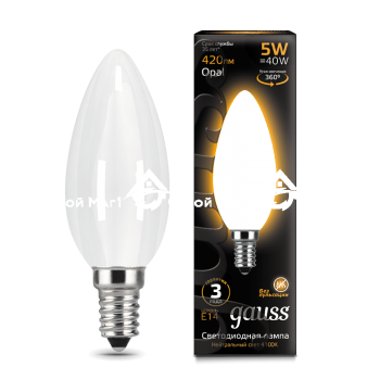 Лампа Gauss LED Filament Candle OPAL E14 5W 2700К