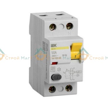 Выключатель дифференциального тока (УЗО) 2п 50А 100мА IEK