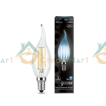 Лампа Gauss LED Filament Candle tailed E14 5W 4100K
