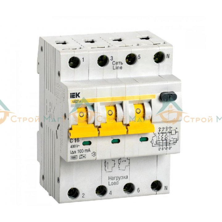 Выключатель автоматический дифференциального тока IEK MAD22-6-016-C-100