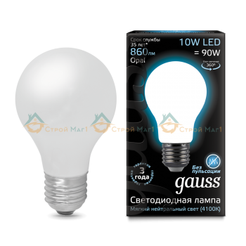 Лампа Gauss LED Filament A60 OPAL E27 10W 4100К