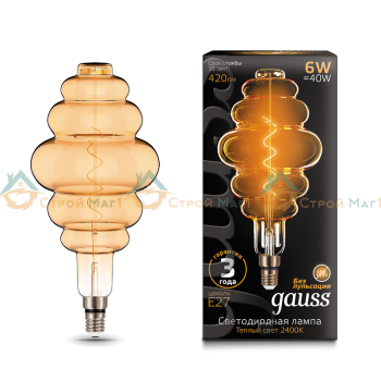 Лампа Gauss Led Vintage Filament Flexible BD200 6W E27