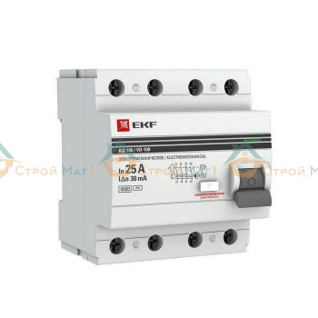 Выключатель дифференциального тока (УЗО) 4п 25А 30мА PROxima EKF
