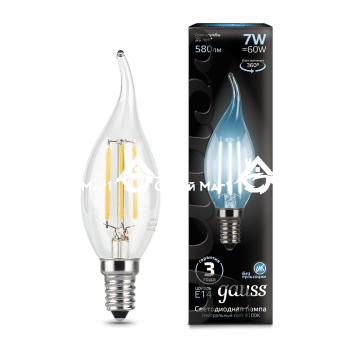 Лампа Gauss LED Filament Candle tailed E14 7W 4100К