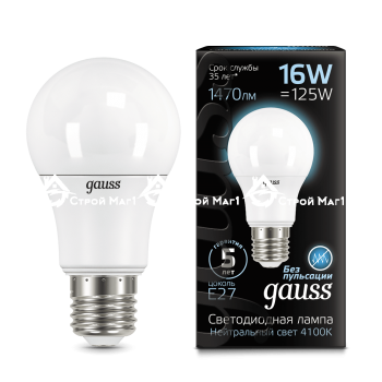 Лампа Gauss LED A60 16W E27 4100K